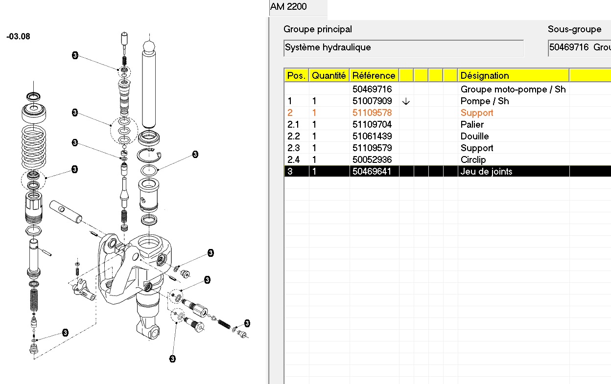 POCHETTE KIT DE JOINT LEVEE TRANSPALETTE MANUEL JUNGHEINRICH AM2200 TM22 POMPE SH 50469641