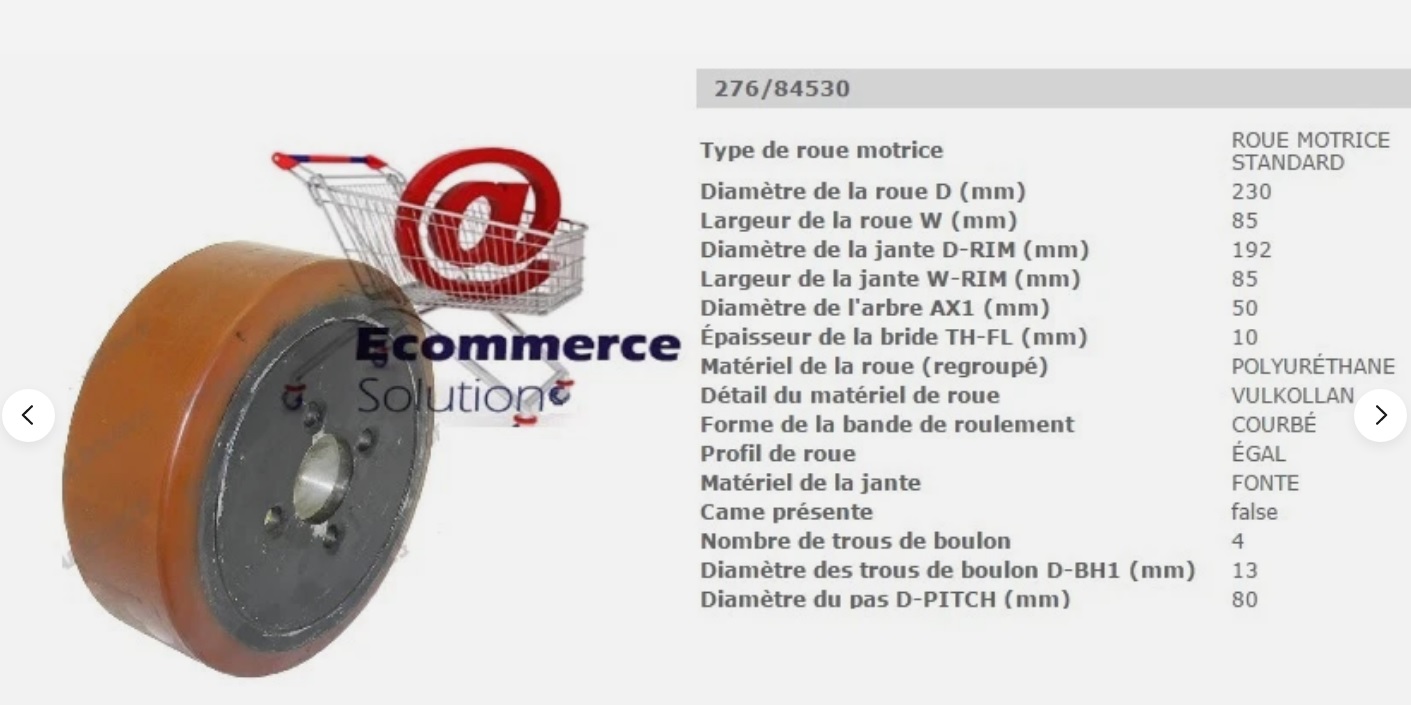 ROUE MOTRICE VULKOLLAN PRAT TRANSPALETTE ELECTRIQUE 230 85 mm PIECE DETACHEE
