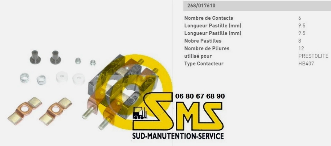 BT 17610 HB PRESTOLITE JEU KIT DE CONTACT BIPOLAIRE pour CONTACTEUR BT 17606 102184 HB407 100A