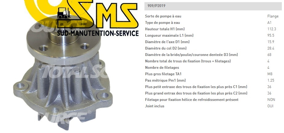 TOYOTA POMPE A EAU MOTEUR 4Y SERIE 5 & 6  405 FGF