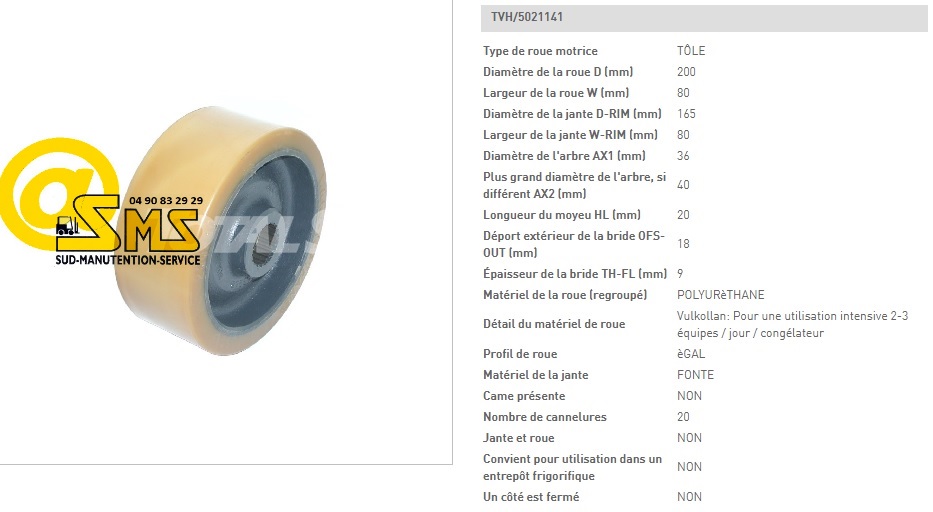 STILL EGV 10 ROUE MOTRICE CANELLEE VULKOLLAN 2000 à 2007 200 80 mm PIECE GERBEUR