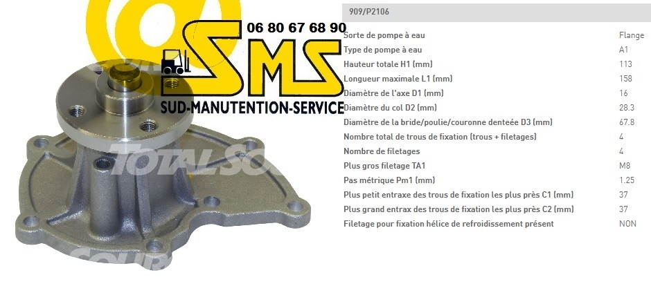 TOYOTA POMPE A EAU MOTEUR 4Y SERIE 6 et 7 et 8 7FG 8 FG