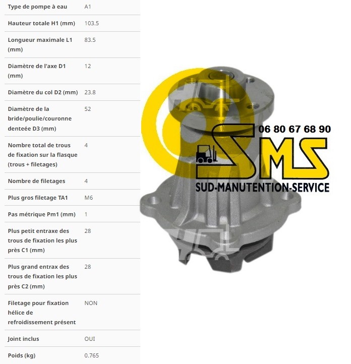 TOYOTA POMPE A EAU MOTEUR 3P 4P 5P SERIE 3