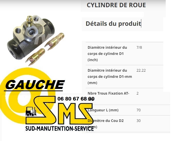 JUNGHEINRICH TFG 16 18 20 CYLINDRE DE ROUE GAUCHE 22 mm TFG16 TFG18 TFG20