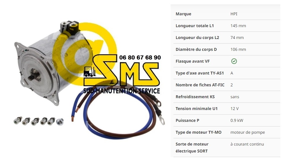 ECIA HPI 114226A 114226C MOTEUR POMPE HYDRAULIQUE 12V 0.9 KW HAYON